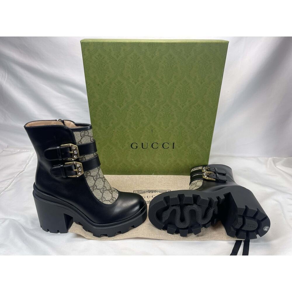 Women Size 5.5 Gucci Kensington Calfskin GG Supreme Monogam Boots SPB-JB 362426